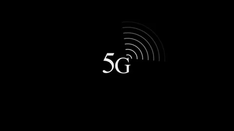 5.g network icon video animation, black background. Stockbeeldmateriaal 337699897