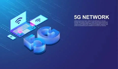 5G network internet connected by smartphone, tablet and computer laptop Stock Illustration