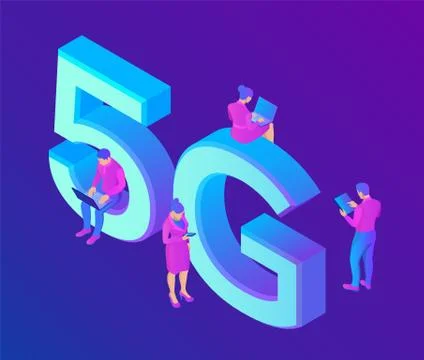 5G Network Internet Mobile technology concept. 5G wireless systems and intern Stock Illustration