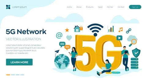 5G Network Internet Mobile technology concept. 5G wireless systems and intern Stock-Illustration