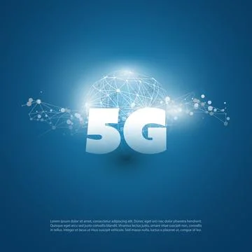 5G Network Label with Network Mesh- High Speed, Broadband Wireless Mobile T.. Stock Illustration