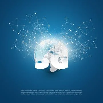 5G Network Label with Network Mesh- High Speed, Broadband Wireless Mobile T.. Stock Illustration
