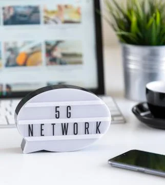 5G network lightbox concept Photos