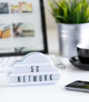 5G network lightbox concept Stock Photos