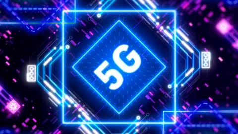 5G Network for mobile internet. Neon interface concept illustration. 스톡 일러스트
