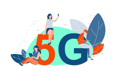 5g network, mobile technologies, communication concept Stock Illustration