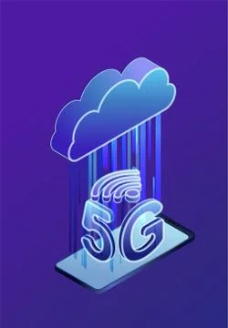 5G Network Mobile Wireless cloud service Stock Illustration