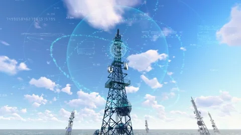 5G network optical cable communication facilities at sea Stock Footage 221551450