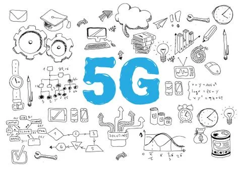 5G network or mobile speed as broadband concept with icons. - Vector Stock Illustration