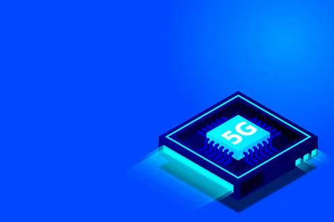 5G network processor illustration. Mobile wireless internet of next generatio Illustrazione stock