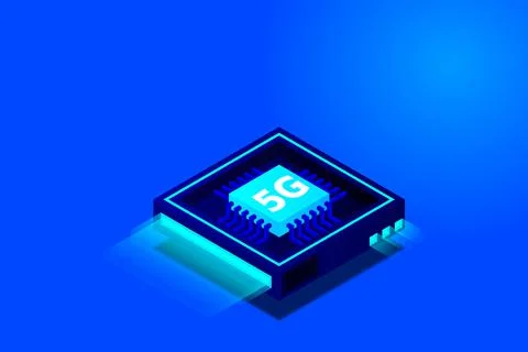 5G network processor illustration. Mobile wireless internet of next generatio Stock Illustration