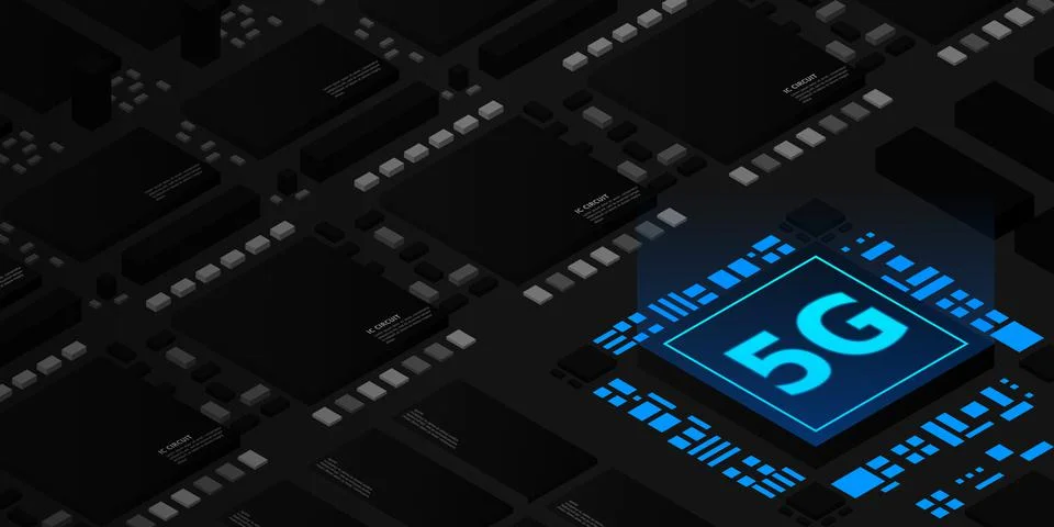 5G network processor illustration. Mobile wireless internet of next generatio Stock Illustration