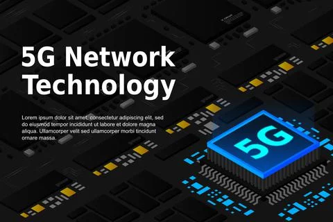 5G network processor illustration. Mobile wireless internet of next generatio Stock Illustration