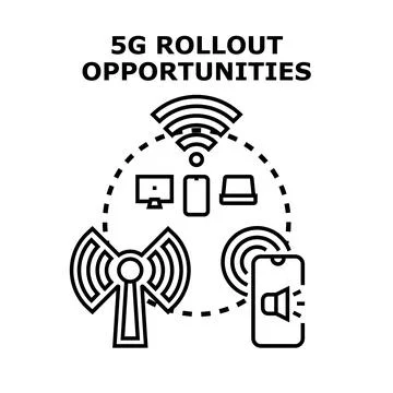 5g network rollout creating communication opportunities for new technologies Stock Illustration