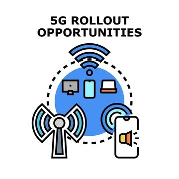 5g network rollout creating communication opportunities for new technologies Stock Illustration