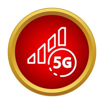 5g network signal bars icon in red circle Stock Illustration