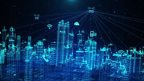 5g network signal connection of Internet of things in Virtual Technology Sma Stock Footage 146960899