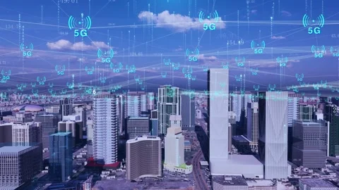 5g network signal coverage connected smart city Video stock 171490789
