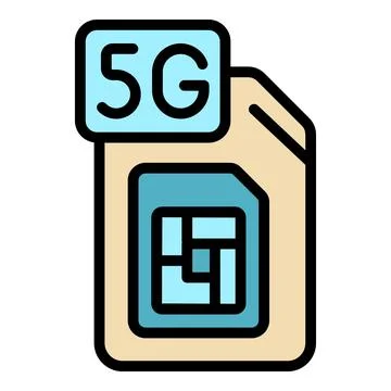 5g network sim icon vector flat Stock Illustration