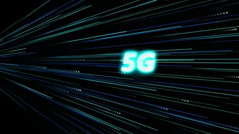 5G Network Speed Concept with Fiber Optic Data Stream Lines Видео 343726185