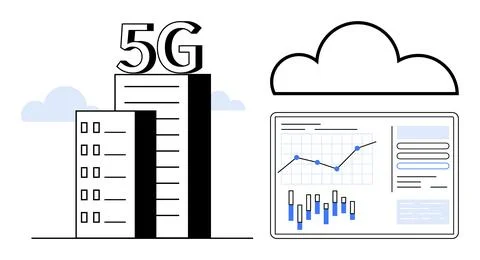 5G Network Technology and Cloud Computing Concept with Data Analytics イラスト素材