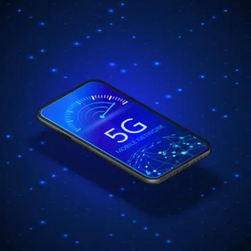 5G network technology banner. Wireless systems and internet. Communication ne Stock Illustration