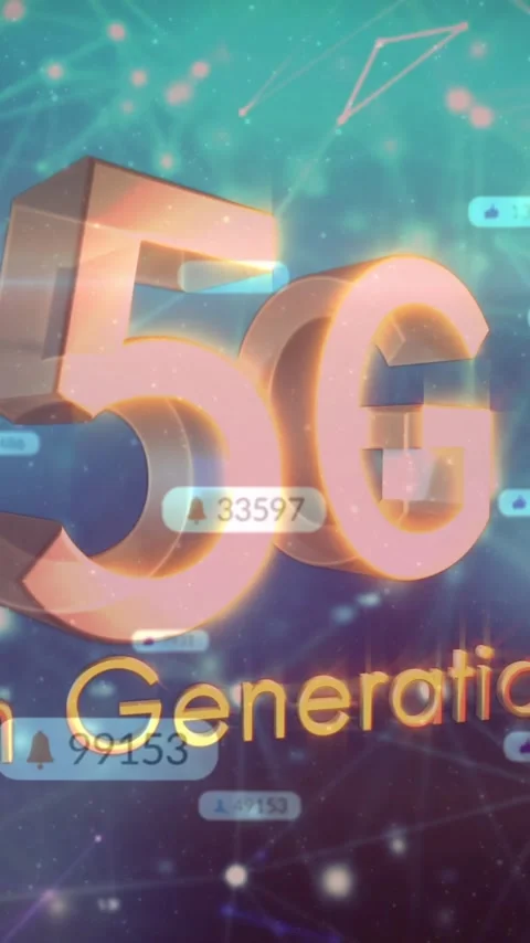 5G network technology with data processing animation over digital connections Stock Footage 344370382