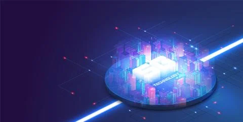 5G network technology, isometric concept vector illustration. Smart city or Stock Illustration