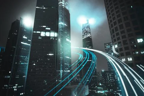 5g network technology smart city background Stock Photos