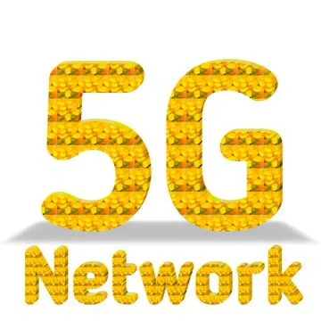 5G with Network text in the form of Mustard flower Stock Illustration