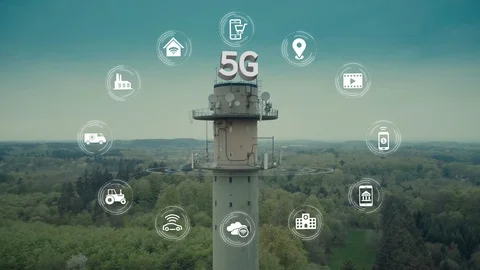 5G Network Tower iot Internet of Things Future Benefits Motion Graphics 4 Stock Footage