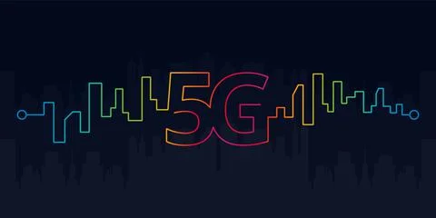 5G network wireless connection. Internet Wi-fi signal speed, connection Stock Illustration