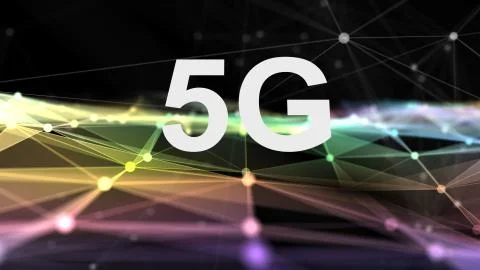 5G network wireless high speed cellular mobile internet communications render Stock Illustration
