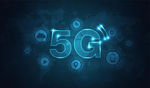 5G network wireless internet Wi-fi connection. communication network concept. Stock Illustration