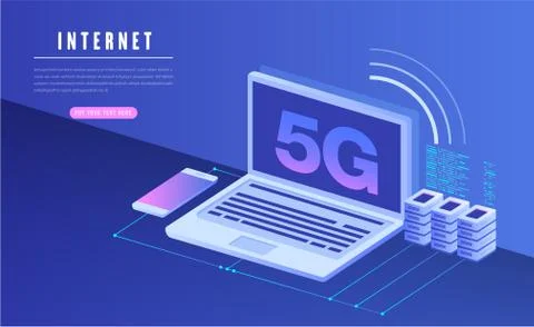 5G network wireless internet Wi-fi connection. Smart city and communication n Stock-Illustration