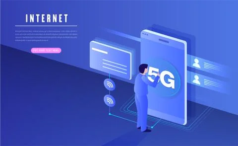 5G network wireless internet Wi-fi connection. Smart city and communication n Stock-Illustration