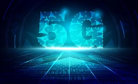 5G network wireless internet Wi-fi connection abstract background, Digital tech 스톡 일러스트