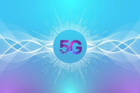 5G network wireless system and internet connection background. 5G symbol Stock Illustration