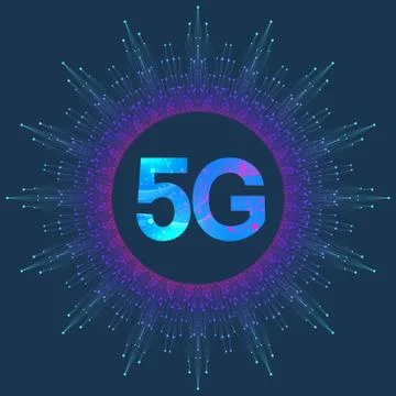 5G network wireless system and internet connection background. 5G symbol Stock Illustration