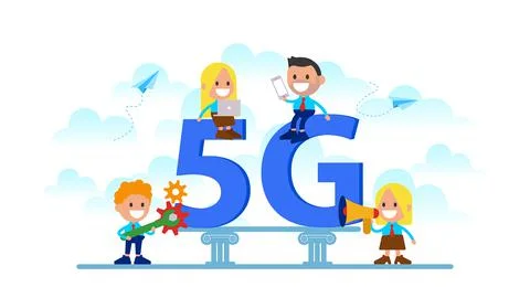 5G network wireless system. Can use for, landing page, template, ui, web. Illustrazione stock