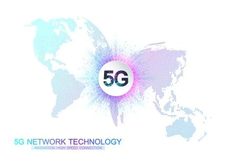 5G network wireless systems and internet vector illustration. Communication n Stock Illustration