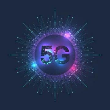 5G network wireless systems and internet vector illustration. Communication n Stock Illustration