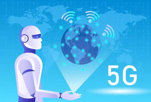 5G network wireless systems and internet of things, Smart city and communicat Stock Illustration