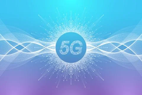 5G network wireless systems and internet vector illustration. Communication Stockillustratie