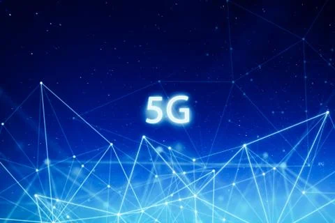 5G network wireless systems and internet of things with abstract connected do Stock Photos
