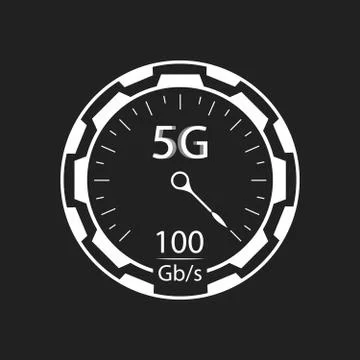 5G network wireless technology. Digital speed meter concept with 5G icon Stock Illustration