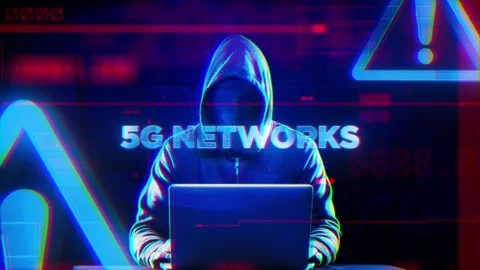5G Networks Word on Hacker concept technology futuristic data background Stock Footage 339078949