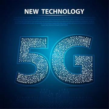 5G New technology with circuit board is background Stock Illustration