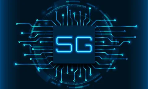 5G New Wireless Internet Wi-Fi Connection. Circuit Elements Illustrazione stock