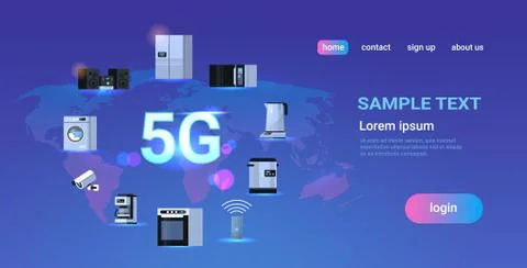 5G online communication tower network technology systems digital appliances c Stock Illustration
